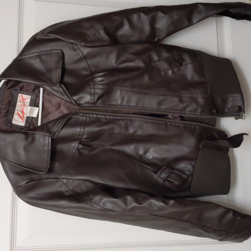 Lipstick Faux Leather Jacket